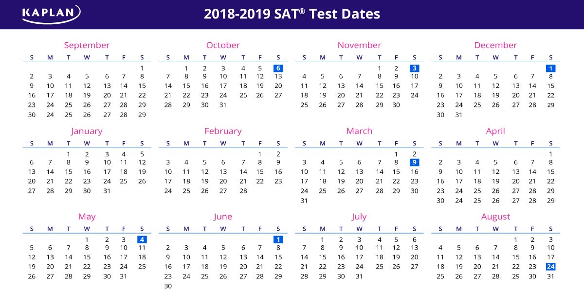 SAT Test Dates 2018 19 Registration Dates & Fees Kaplan Test Prep